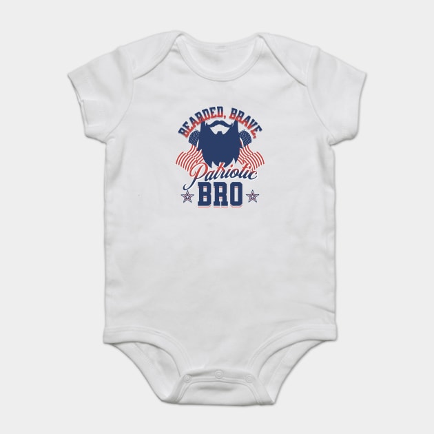 Bearded, Brave, Patriotic Bro 4th of July Independence Day Baby Bodysuit by creative